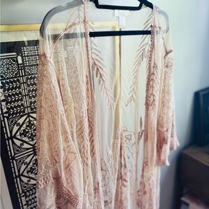 Tan/Nude Color Embroidered Swim Coverup 1-3X